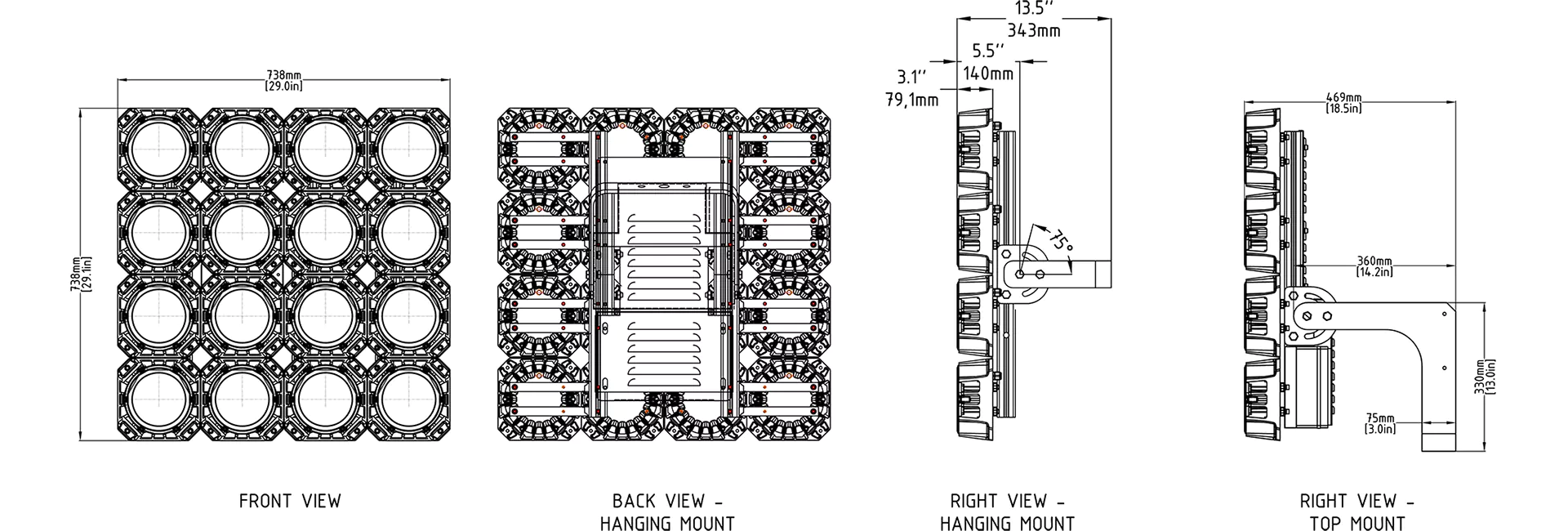 FL16M — Zone et Site — dimensions